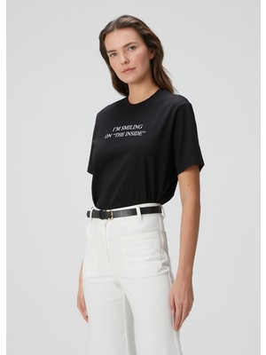 Victoria Beckham Siyah Baskılı T-Shirt