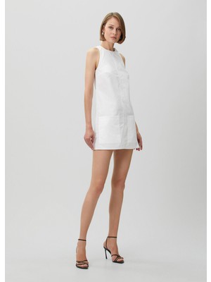Courreges Beyaz Mini Poplin Elbise