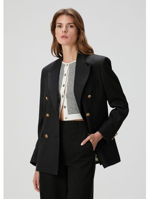 Golden Goose Siyah Kruvaze Yün Blazer