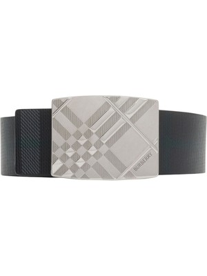 Burberry Check Engraved Siyah Deri Erkek Kemer