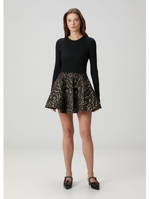 Ganni Bronz Leopar Desenli Mini Etek