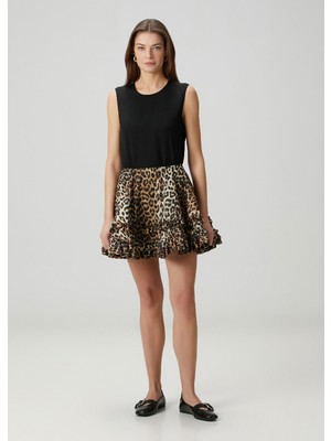 Ganni Leopar Desenli Mini Etek