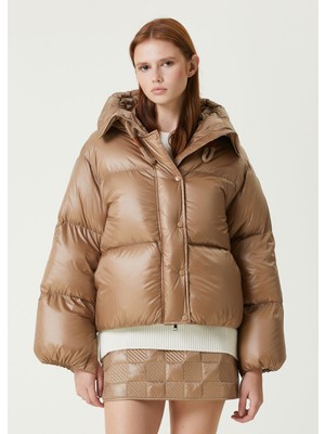 Moncler Borey Bej Kapüşonlu Puff Mont