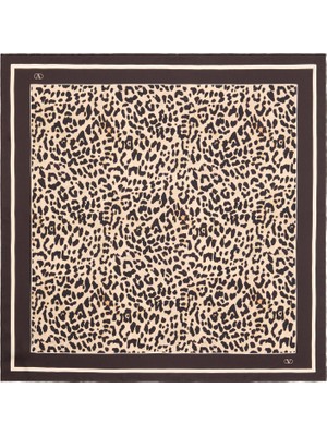 Valentino Garavani Leopar Desenli Kadın Ipek Fular