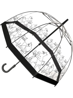 Fulton Birdcage® 2 Cats Desenli Şeffaf Kadın Şemsiye