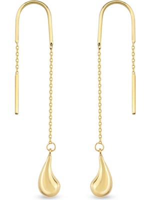 Orena Jewelry Teardrop Sallantılı 14 Ayar Altın Kadın Küpe