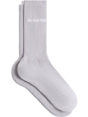 Jacquemus Gri Logo Jakarlı Kadın Çorap