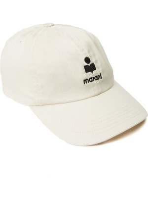 Isabel Marant Ekru Siyah Logo Nakışlı Kadın Şapka
