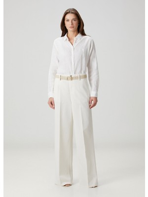 7 For All Mankind Krem Wide Leg Jean Pantolon