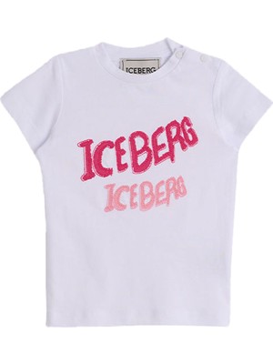 Iceberg Baskılı Beyaz Kısa Kollu Kız Bebek T-Shirt
