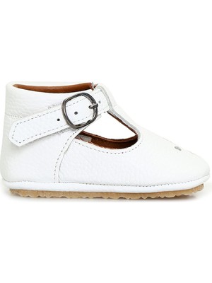 Atelier by Baby Violet Beyaz El Yapımı Unisex Bebek Deri Ayakkabı