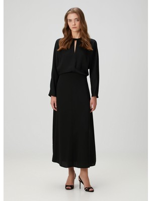  collection siyah midi elbise