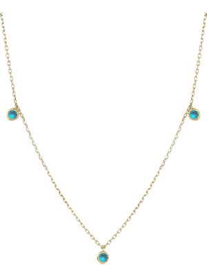 Orena Jewelry Sapphire Trio 14 Ayar Altın Kadın Kolye