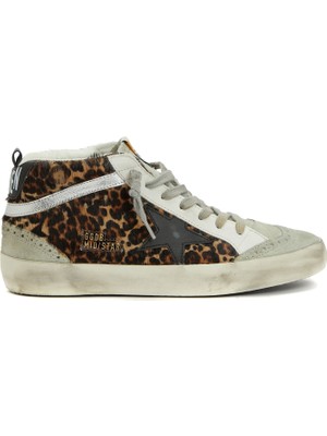 Golden Goose Mid Star Leopar Desenli Kadın Sneaker