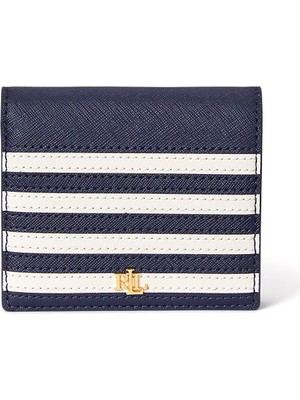 Lauren Ralph Lauren Lacivert Beyaz Çizgili Kadın Deri Cüzdan