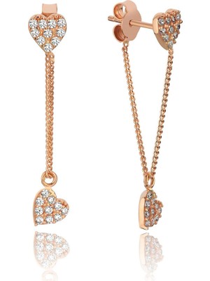Hamza Yılmaz Jewelry Rose Kalp Zincir 14 Ayar Altın Kadın Küpe