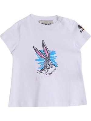 Iceberg Baskılı Beyaz Kısa Kollu Kız Bebek T-Shirt