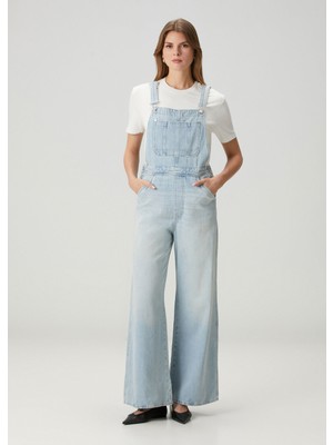 7 For All Mankind Dungarees Açık Mavi Cep Detaylı Denim Tulum