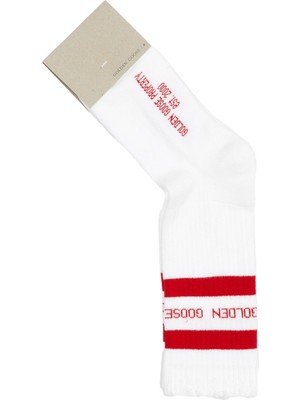Golden Goose Beyaz Logo Jakarlı Erkek Çorap