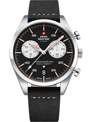 SWISS MILITARY BY CHRONO SM34090.03 Gümüş Rengi Deri Erkek Kol Saati