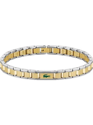 Lacoste LACJ2040586 Altın Rengi Metalik Gri Çelik Erkek Bileklik
