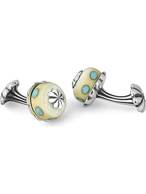 Boga Glass Beads Gümüş Kol Düğmesi