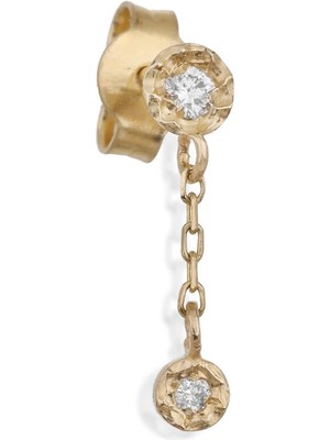 Ginza Design Jewelry Santa Rosa Pırlanta Taşlı 14 Ayar Altın Kadın Tek Küpe