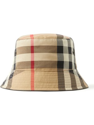 Burberry Exaggerated Bej Pamuk Erkek Bucket Şapka