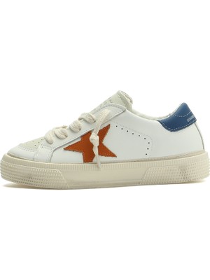 Golden Goose May Beyaz Çocuk Deri Sneakers
