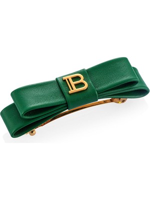 Balmain Limited Edition Barrette Bow Fw Yeşil Deri Kadın Toka