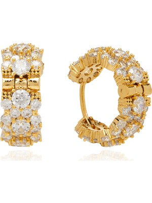  collection gold taşlı kadın halka küpe
