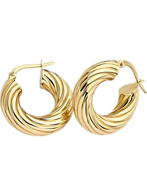 The Anoukis Twisted Bold Gold Hoops 14 Ayar Yellow Gold Çift Küpe