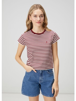  club beyaz bordo çizgili t-shirt