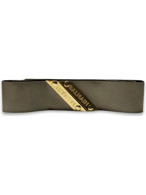 Balmain Genuine Leather Headband Silver Deri Nubuk 18 Ayar Altın Kaplama Kadın Saç Bandı