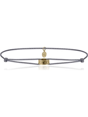 Melie Jewelry Joy Miracle Luck Siyah Pırlanta Taşlı 925 Ayar Gümüş Kaplama Ipli Erkek Bileklik