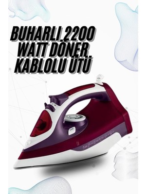 sbodurhome Buharlı Kablolu Ütü 2200 Watt Kireçlenme Önleyici Şok Buharlı