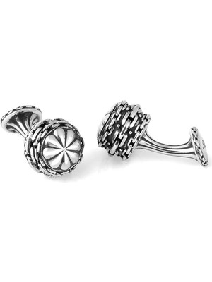 Boga Chain Barrel Floral Cap Fx Gümüş Kol Düğmesi