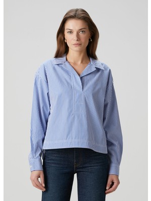 Lauren Ralph Lauren Mavi Beyaz Çizgili Gömlek
