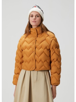 Moncler Senevee Turuncu Kalp Kapitoneli Kadın Mont