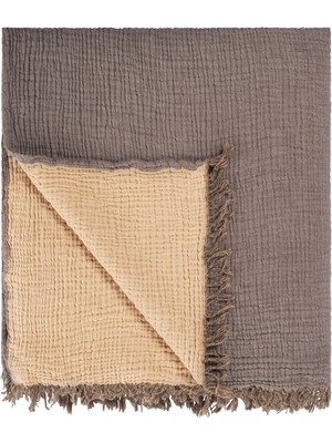Barine Cocoon Kahverengi / Hardal %100 Pamuk King Size Yatak Örtüsü 240 x 260 cm