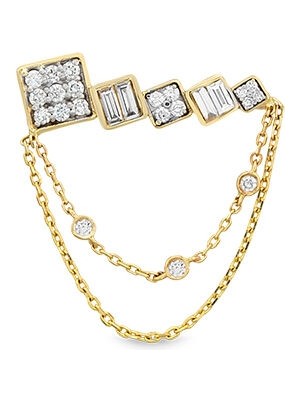 Rita Fine Jewelry Square Pırlanta Taşlı 14 Ayar Altın Kadın Küpe
