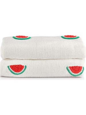 Rumija Home Melon Pop Karpuz Nakışlı Throw Tek Kişilik Battaniye 140 x 190 cm