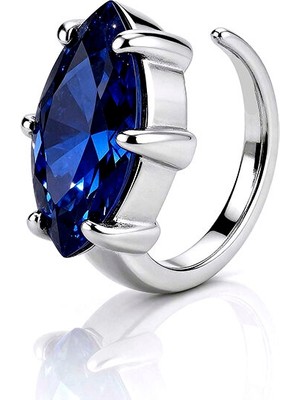 Jaagravii Deep Blue Rodyum Kaplama Kadın Halka Kıkırdak Küpe