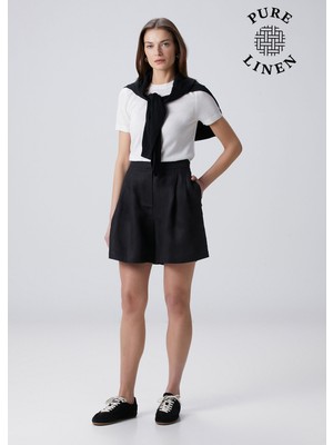  collection siyah keten şort