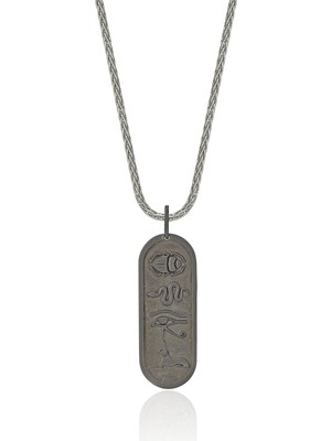 Melie Jewelry Cartousche 925 Ayar Gümüş Erkek Kolye