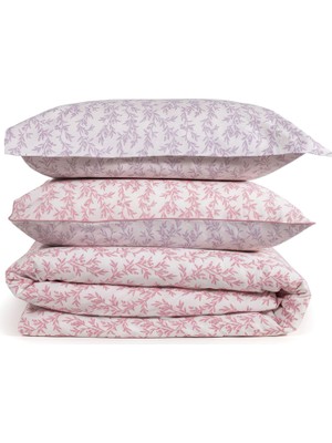 Griemay Pure Pembe Lila Pamuklu Çift Taraflı Tek Kişilik Nevresim Takımı 160 x 220 cm