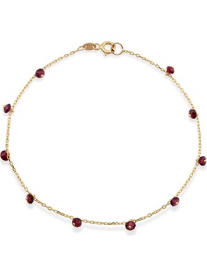 Orena Jewelry Ruby Chain 14 Ayar Altın Kadın Bileklik