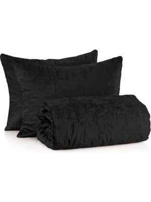 Rumija Home Luxury Siyah Ipek Kadife Yatak Örtüsü – Çift Kişilik 150X300 cm