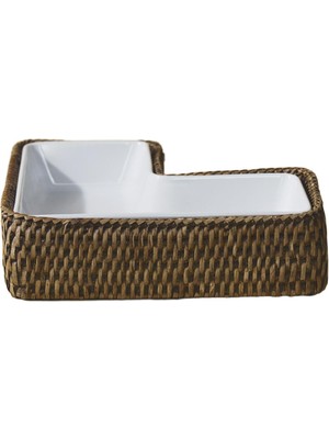 King Zoo Kahverengi L-Rattan Servis Tabağı