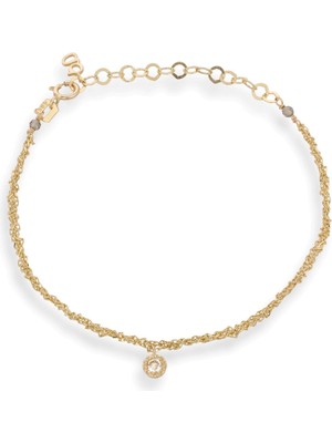 Ginza Design Jewelry Honey Şampanya Taşlı 14 Ayar Altın Kadın Bileklik